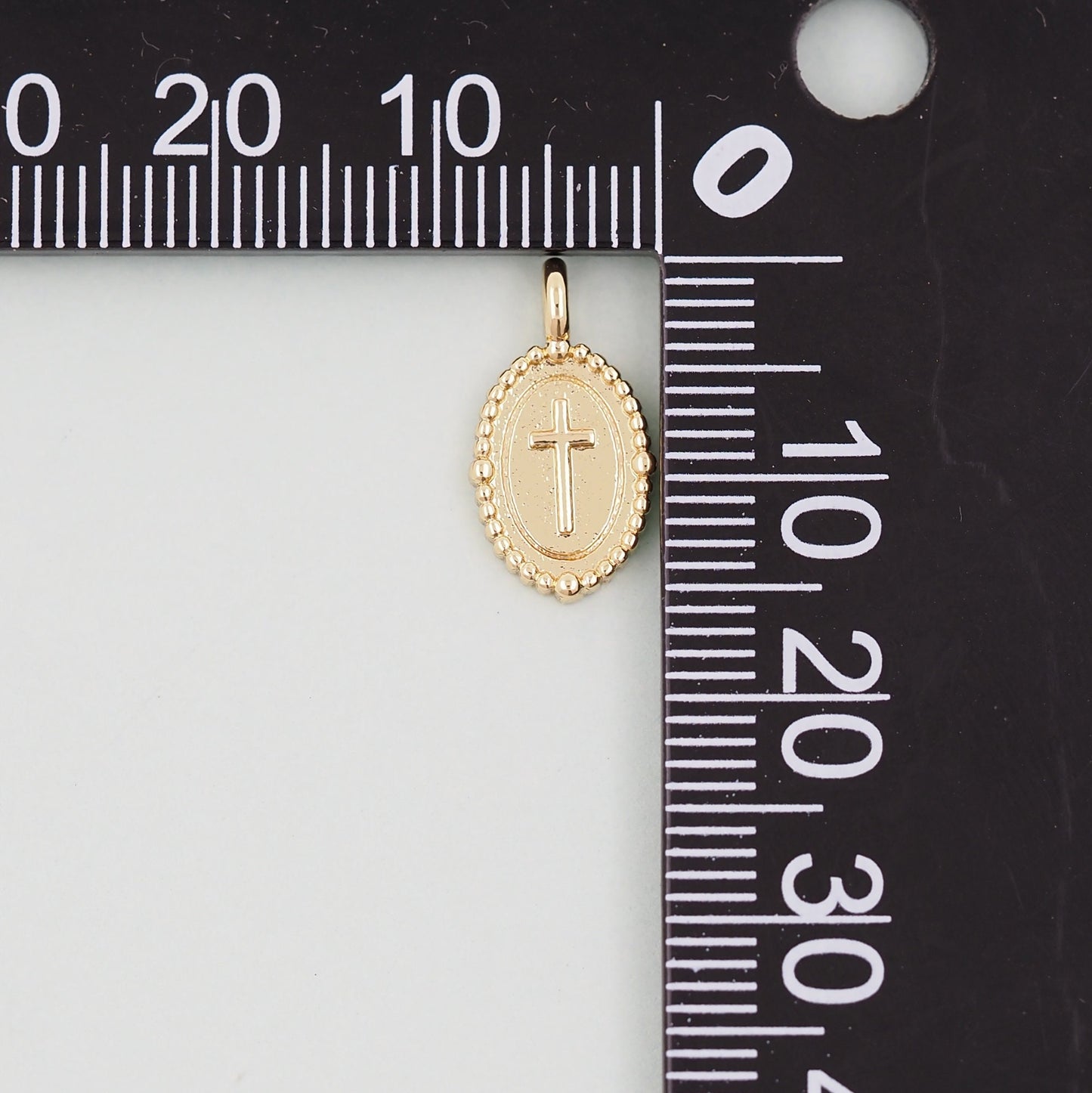 Gold Cross Charms,18K Gold Filled Cross Pendant,Oval Cross Charm Bracelet Necklace for DIY Jewelry Making Supply