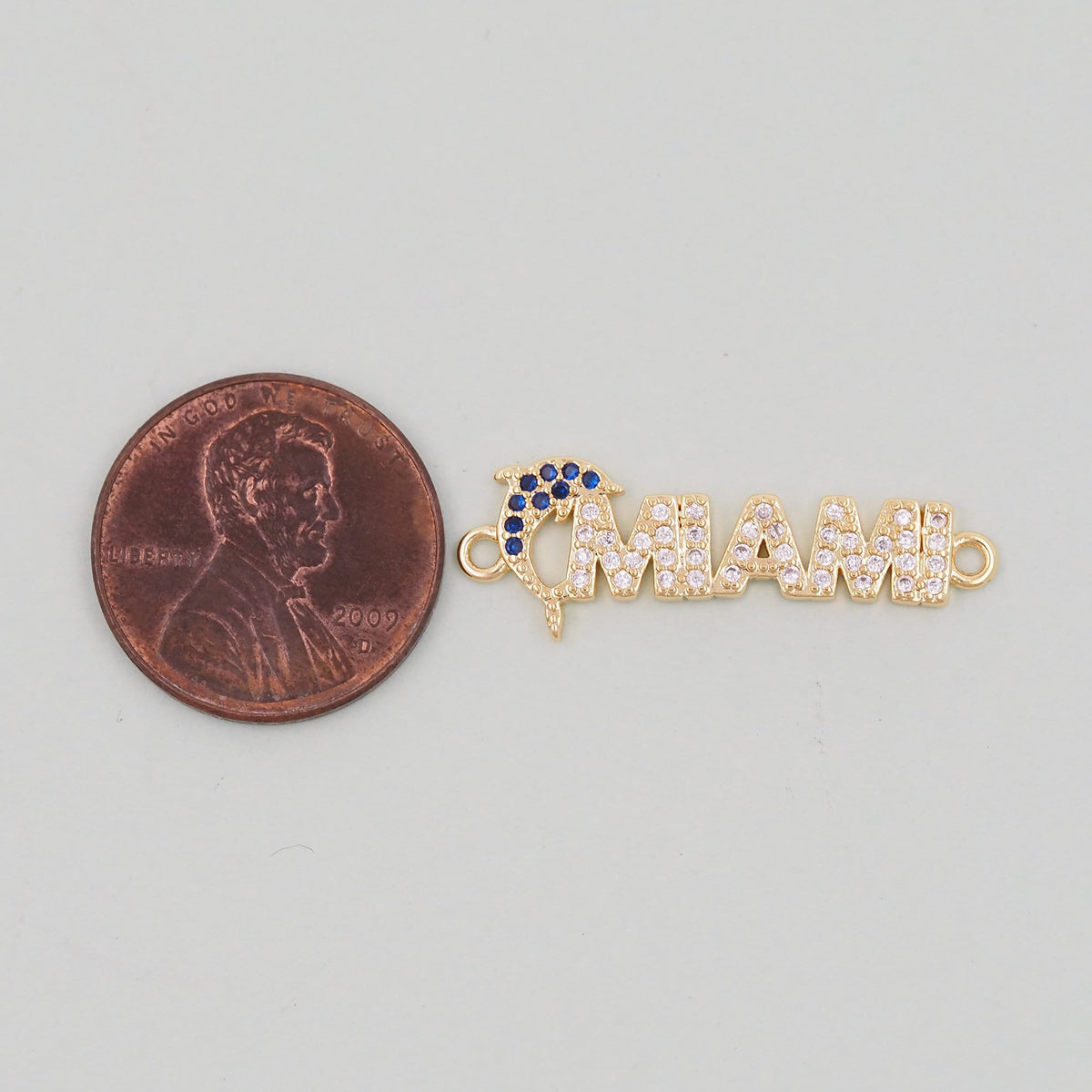 Gold Miami Charms,18K Gold Filled Miami Pendant Bracelet Necklace for DIY Jewelry Making Supply