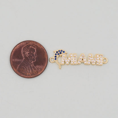 Gold Miami Charms,18K Gold Filled Miami Pendant Bracelet Necklace for DIY Jewelry Making Supply