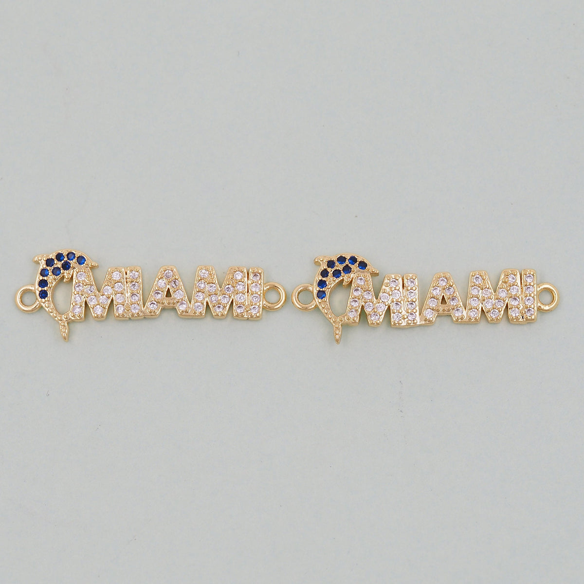 Gold Miami Charms,18K Gold Filled Miami Pendant Bracelet Necklace for DIY Jewelry Making Supply