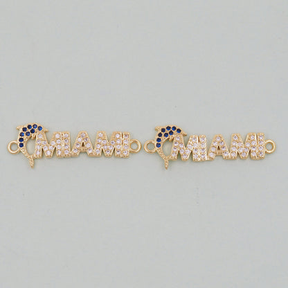 Gold Miami Charms,18K Gold Filled Miami Pendant Bracelet Necklace for DIY Jewelry Making Supply