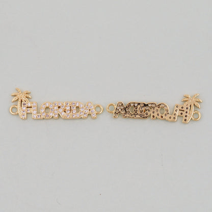 Gold Florida Charms,18K Gold Filled Florida Pendant Bracelet Necklace for DIY Jewelry Making Supply