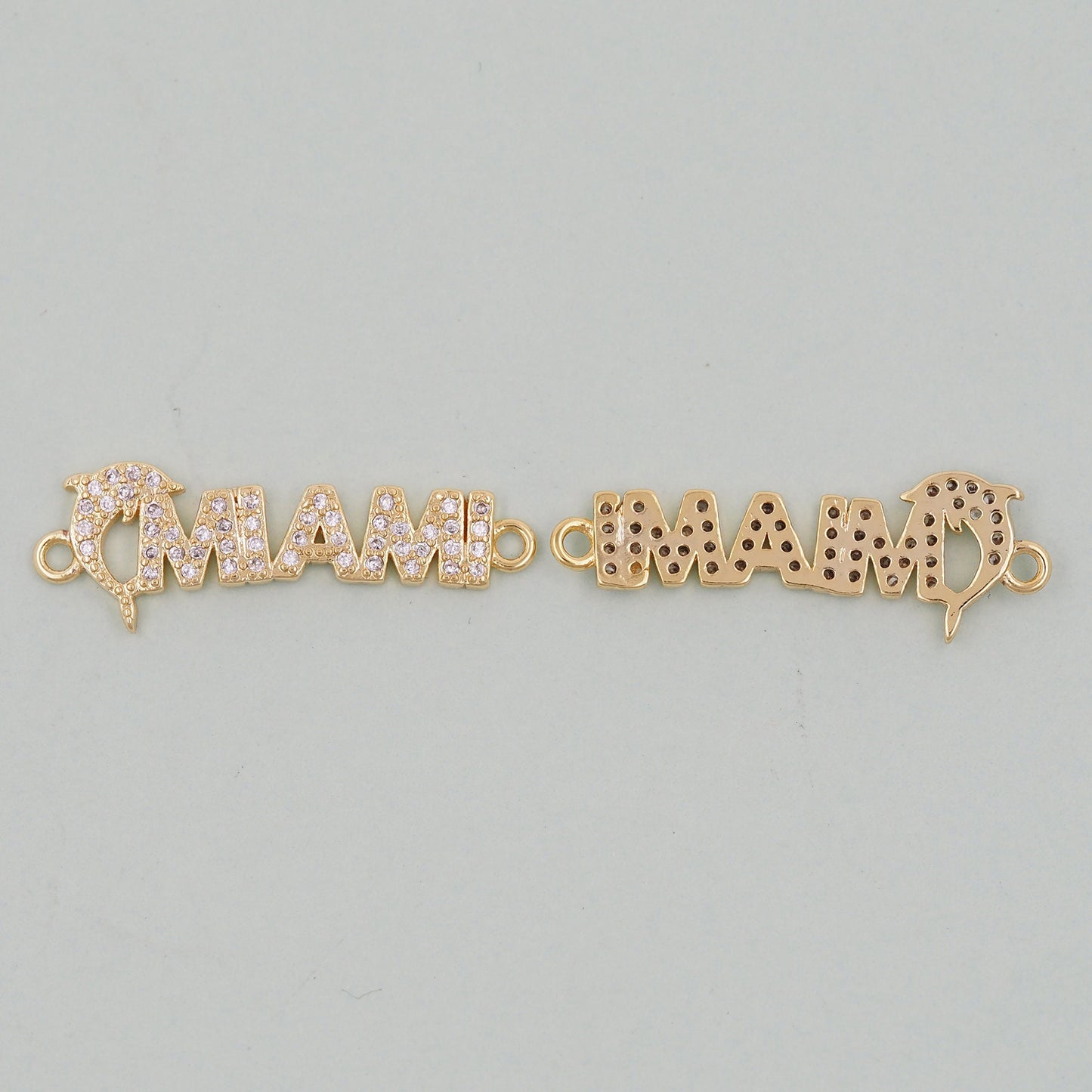 Gold Miami Charms,18K Gold Filled Miami Pendant Bracelet Necklace for DIY Jewelry Making Supply