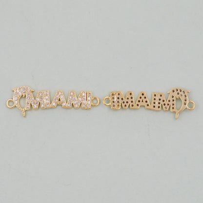 Gold Miami Charms,18K Gold Filled Miami Pendant Bracelet Necklace for DIY Jewelry Making Supply