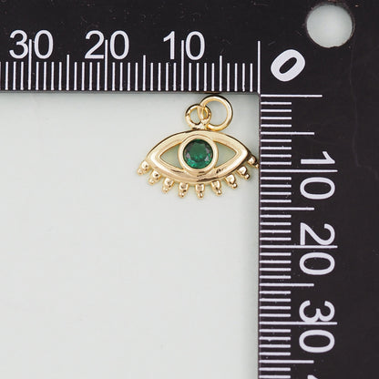 18K Gold Filled Evil Eye Pendant,Evil Eye Charm Bracelet Necklace for DIY Jewelry Making Supply