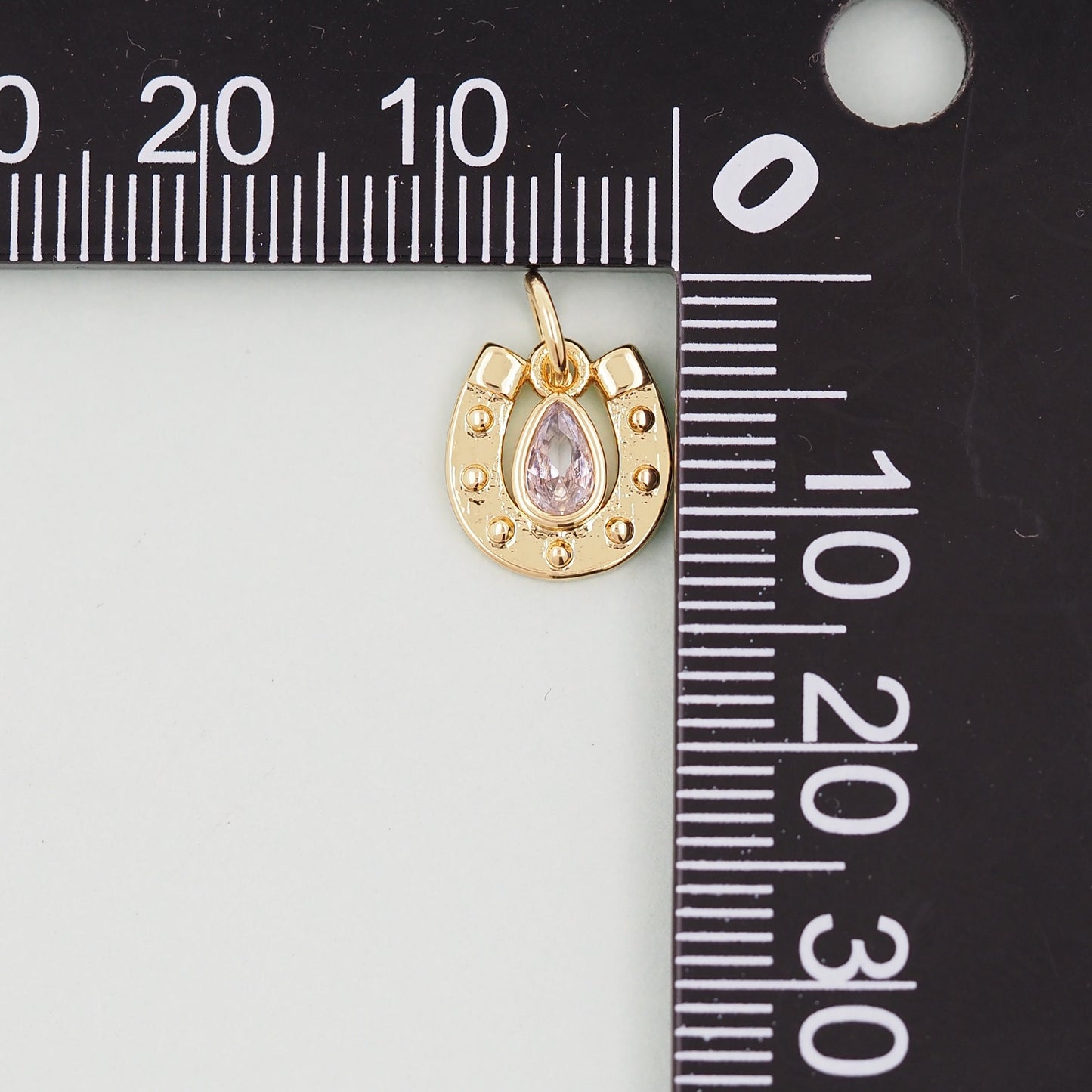 Gold horseshoe Charms,18K Gold Filled CZ horseshoe Pendant,teardrop horseshoe Charm Bracelet Necklace for DIY Jewelry Making Supply