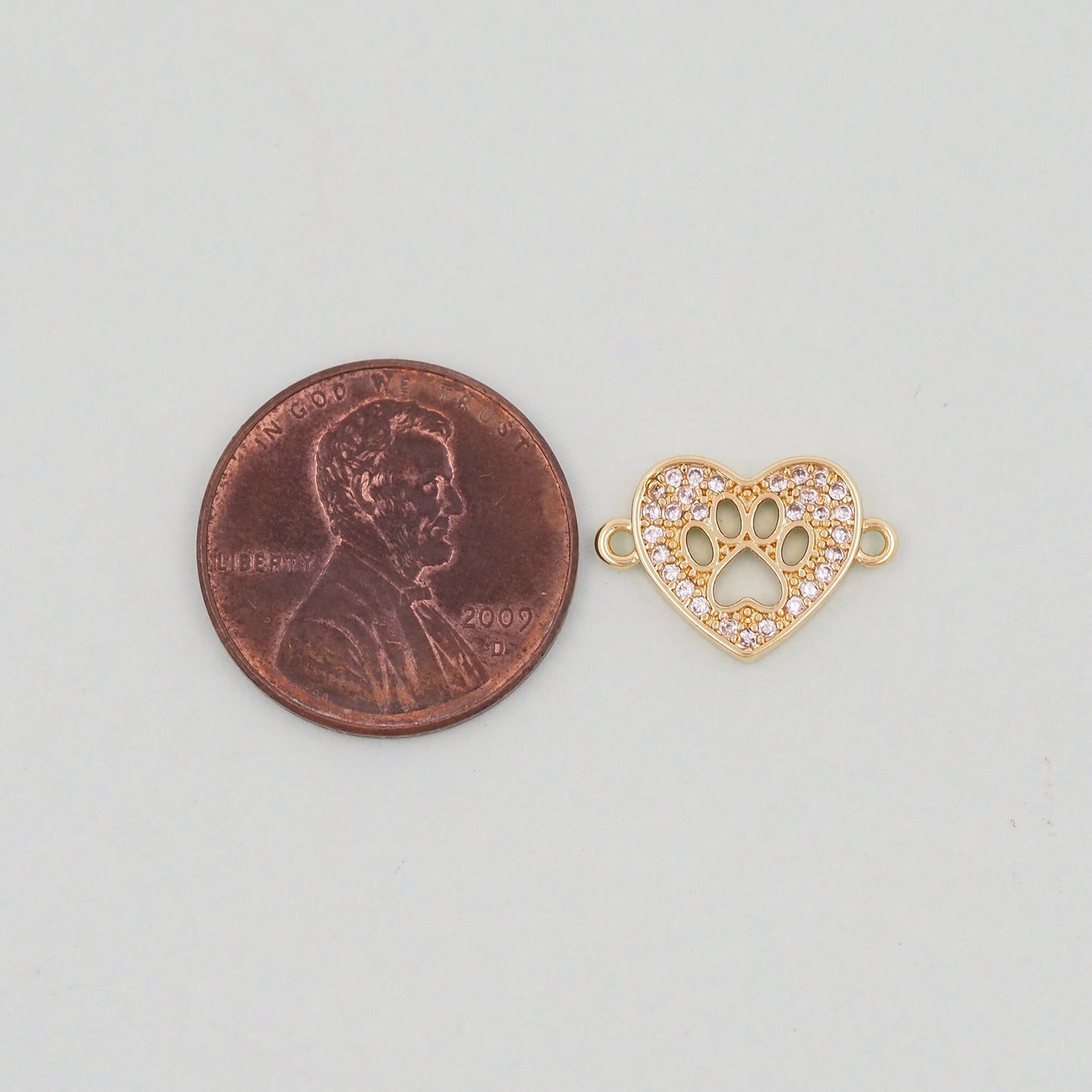 Gold Tiny Heart paw Connector Charms,18K Gold Filled Heart Pendant,Heart Charm Bracelet Necklace for DIY Jewelry Making Supply
