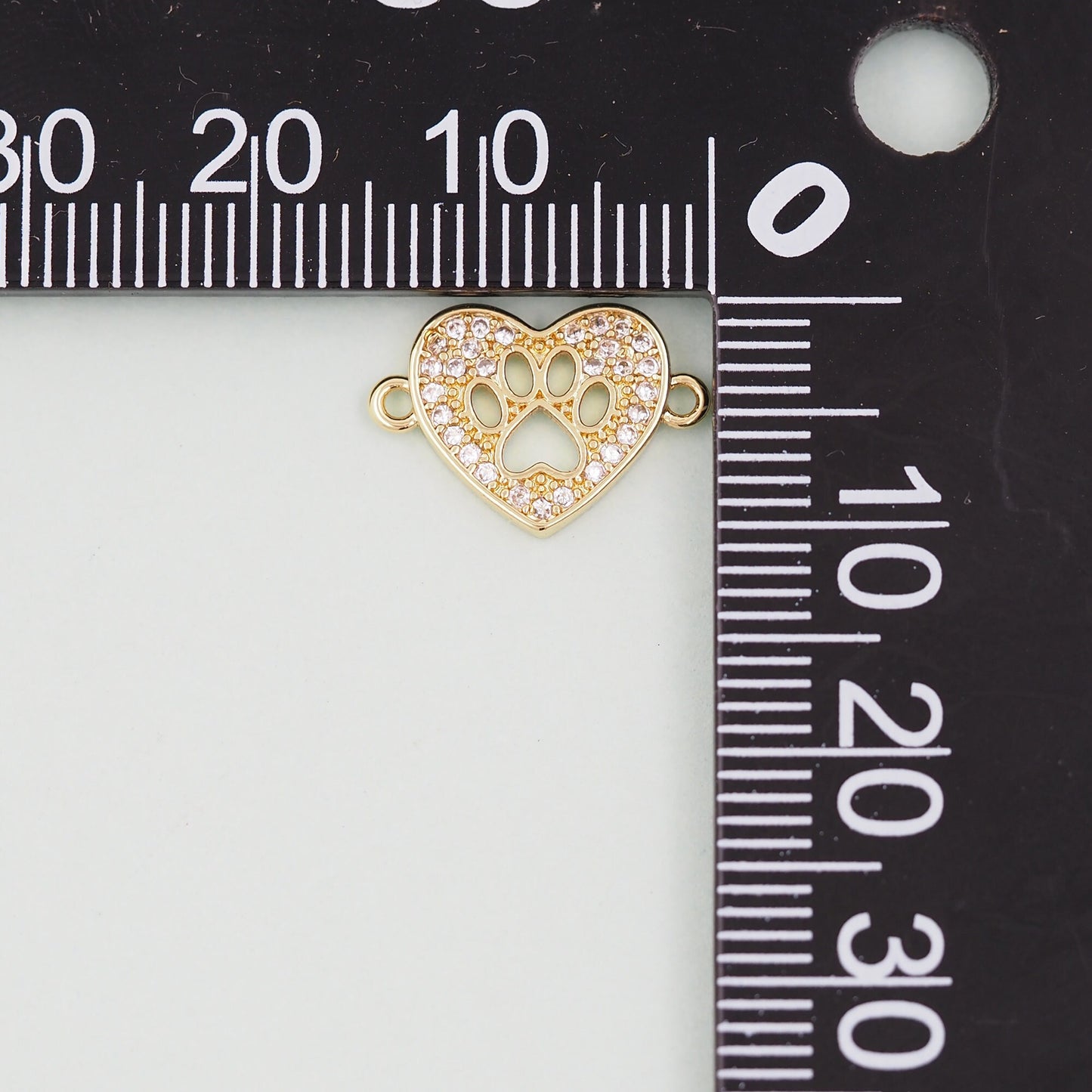 Gold Tiny Heart paw Connector Charms,18K Gold Filled Heart Pendant,Heart Charm Bracelet Necklace for DIY Jewelry Making Supply