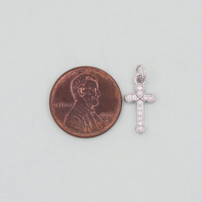 Gold Cross Charms,18K Gold Filled Cross Pendant,Silver Religious Charm Bracelet Necklace for DIY Jewelry Making Supply