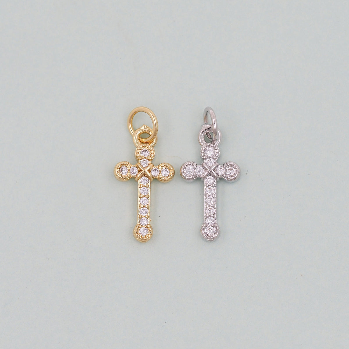 Gold Cross Charms,18K Gold Filled Cross Pendant,Silver Religious Charm Bracelet Necklace for DIY Jewelry Making Supply