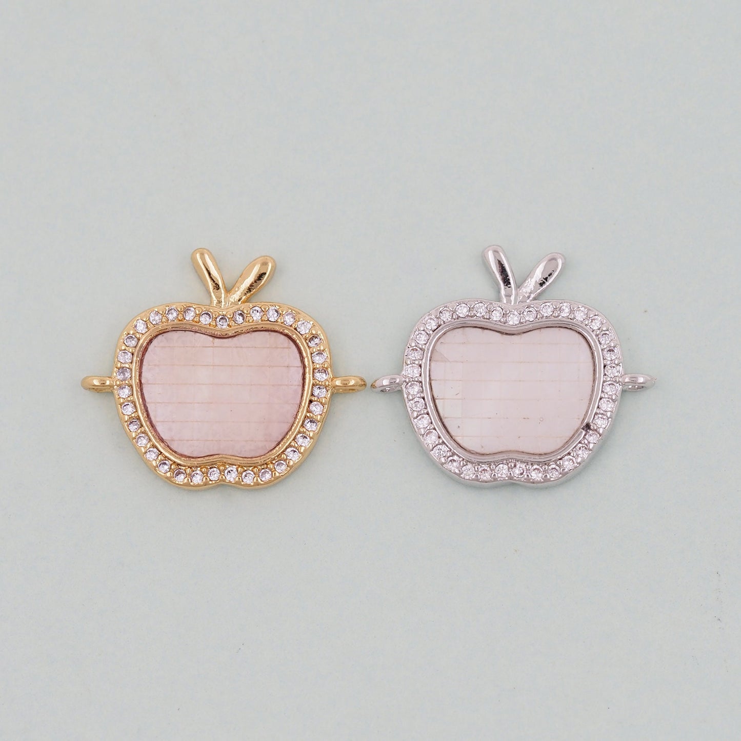 Gold apple Connector Charms,18K Gold Filled apple Pendant Bracelet Necklace for DIY Jewelry Making Supply