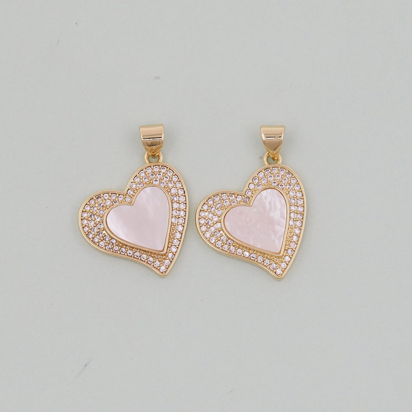 Gold Heart Charms,18K Gold Filled Heart Pendant,Shell Heart Charm Bracelet Necklace for DIY Jewelry Making Supply