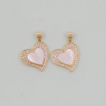Gold Heart Charms,18K Gold Filled Heart Pendant,Shell Heart Charm Bracelet Necklace for DIY Jewelry Making Supply