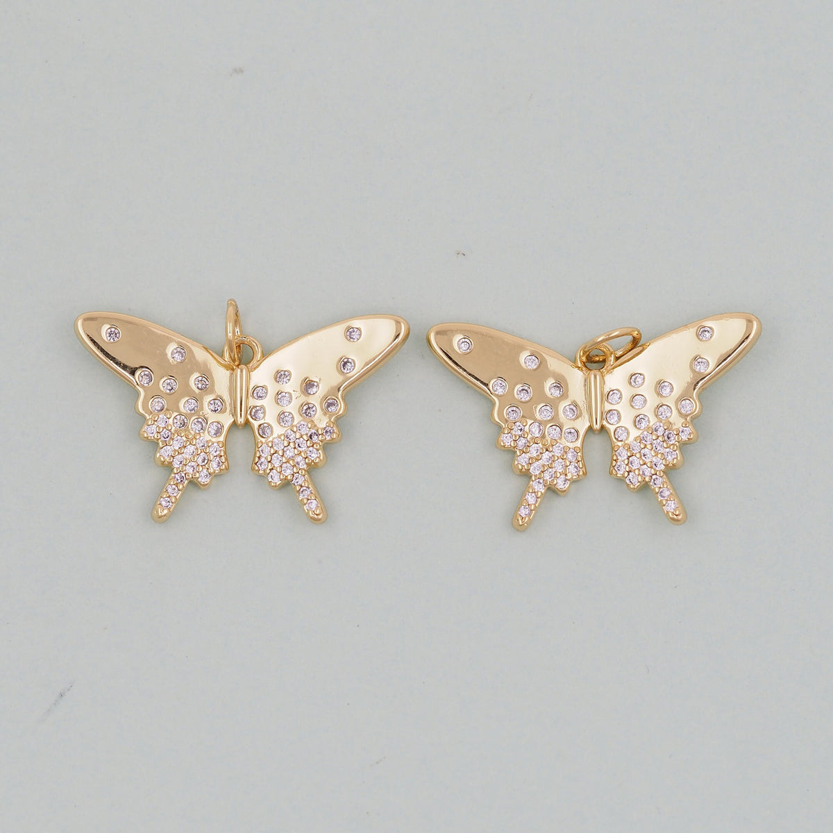 18K Gold Filled Butterfly CZ Charm Pendant for Jewelry Making