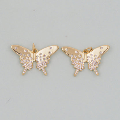 18K Gold Filled Butterfly CZ Charm Pendant for Jewelry Making