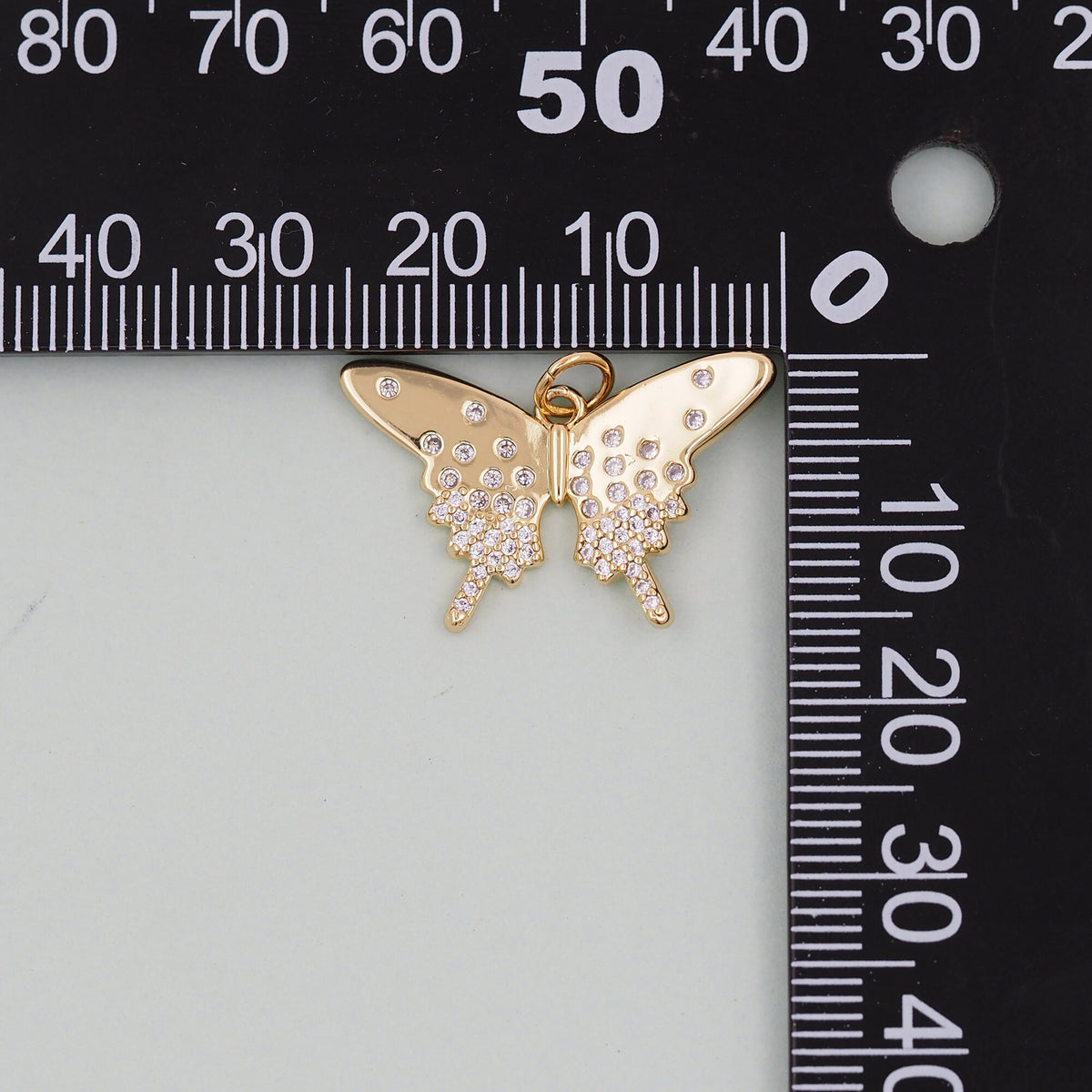 18K Gold Filled Butterfly CZ Charm Pendant for Jewelry Making