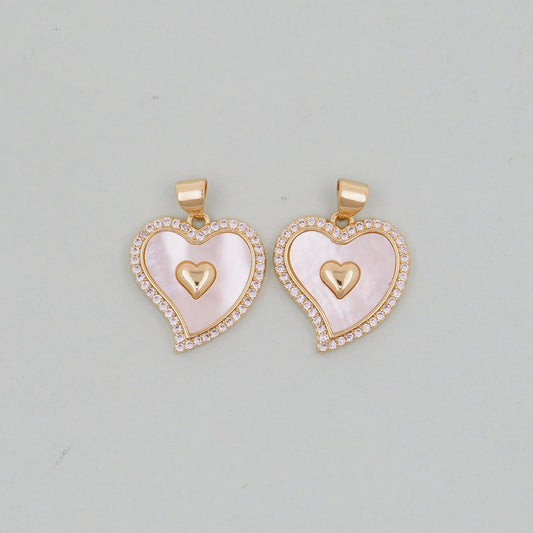 Gold Heart Charms,18K Gold Filled Heart Pendant,Shell Heart Charm Bracelet Necklace for DIY Jewelry Making Supply