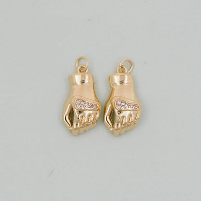 18K Gold Filled Hand Pendant,CZ Hand Hamsa Charm Necklace for DIY Jewelry Making Supply