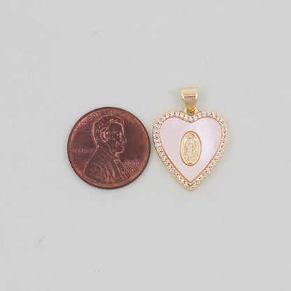 Gold Our Lady of Guadalupe Charms,18K Gold Filled Heart virgin mary Pendant Charm Bracelet Necklace for DIY Jewelry Making Supply