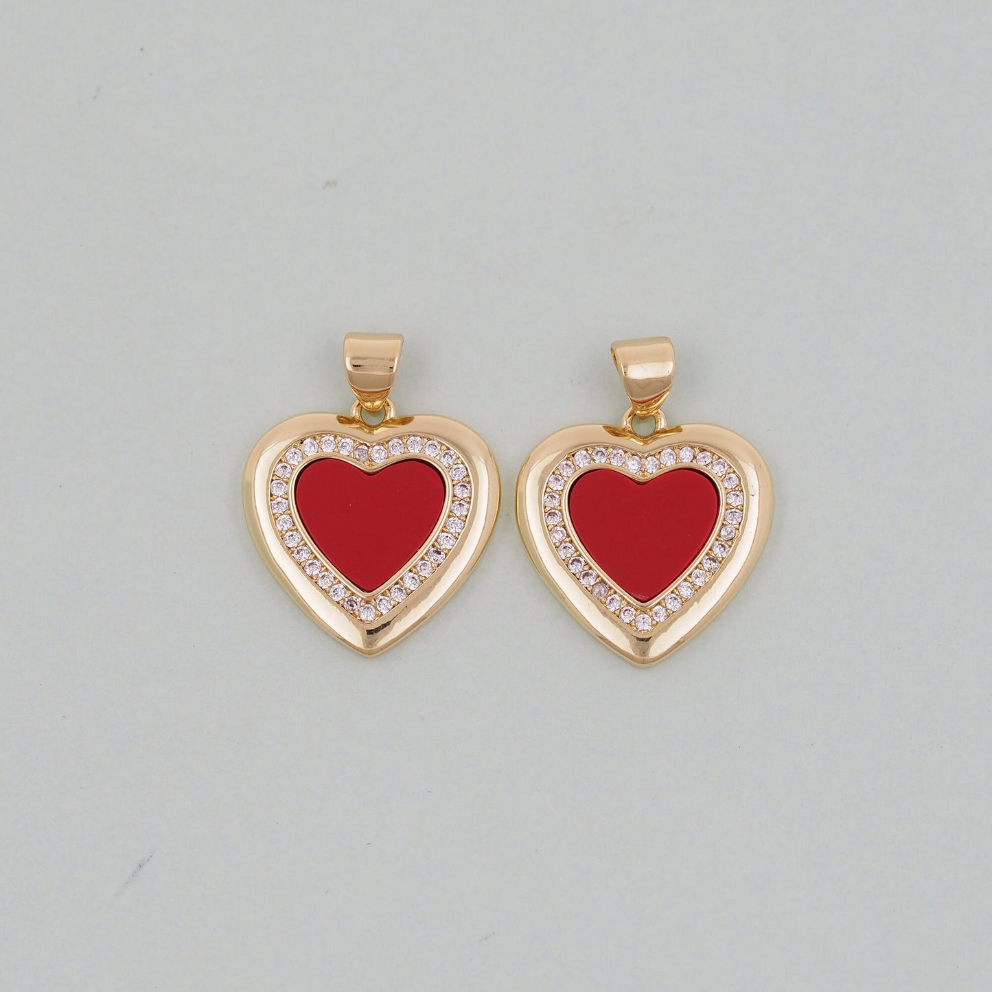 Gold Red Heart Charms,18K Gold Filled Heart Pendant,Heart Charm Bracelet Necklace for DIY Jewelry Making Supply