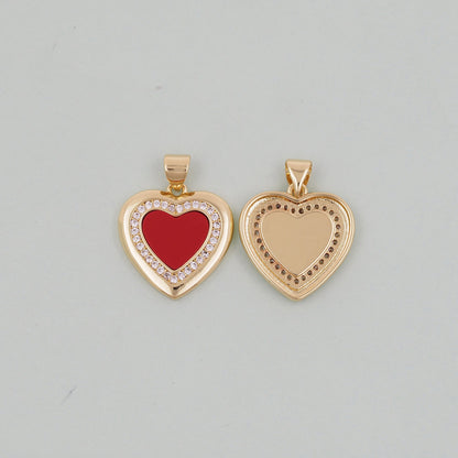 Gold Red Heart Charms,18K Gold Filled Heart Pendant,Heart Charm Bracelet Necklace for DIY Jewelry Making Supply