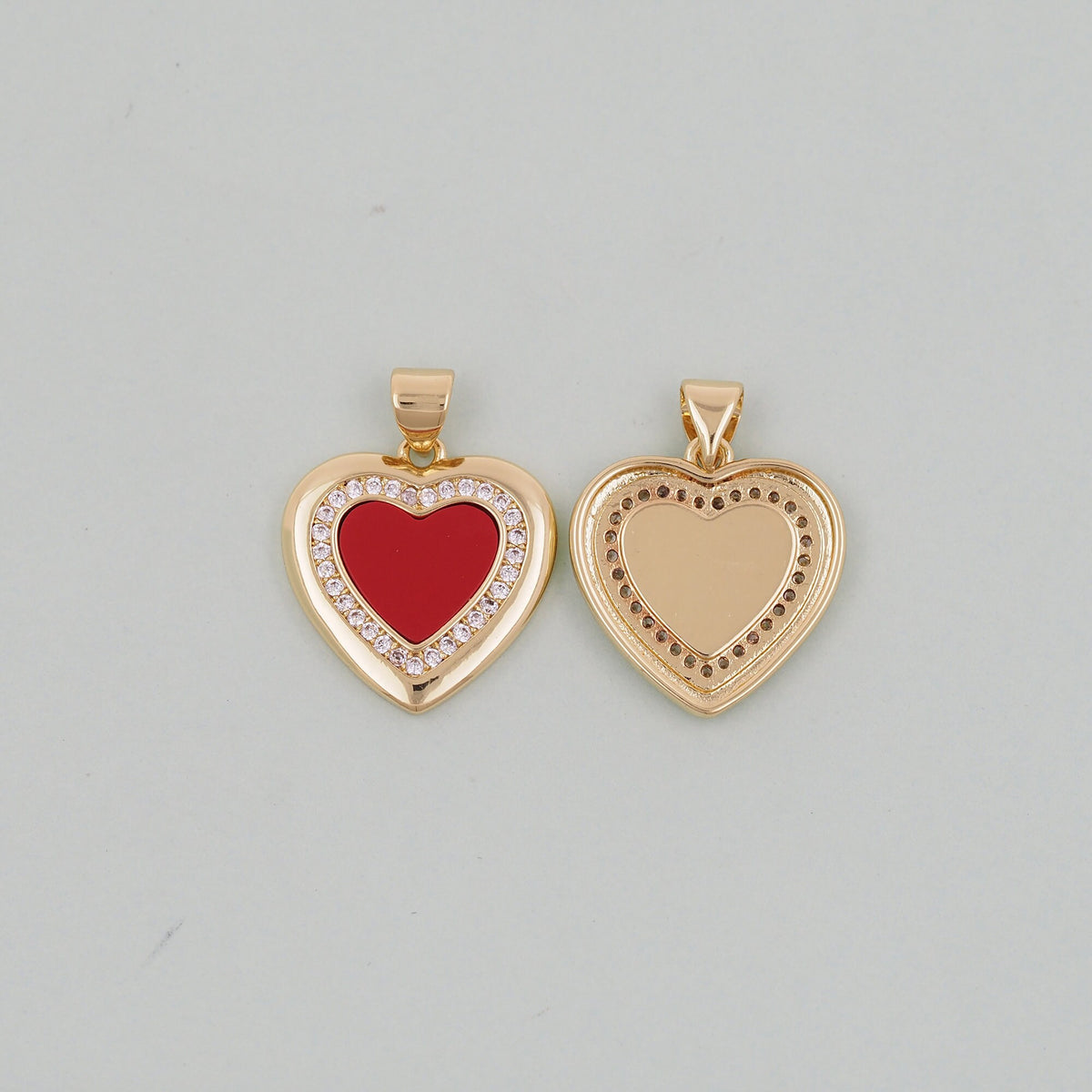 Gold Red Heart Charms,18K Gold Filled Heart Pendant,Heart Charm Bracelet Necklace for DIY Jewelry Making Supply