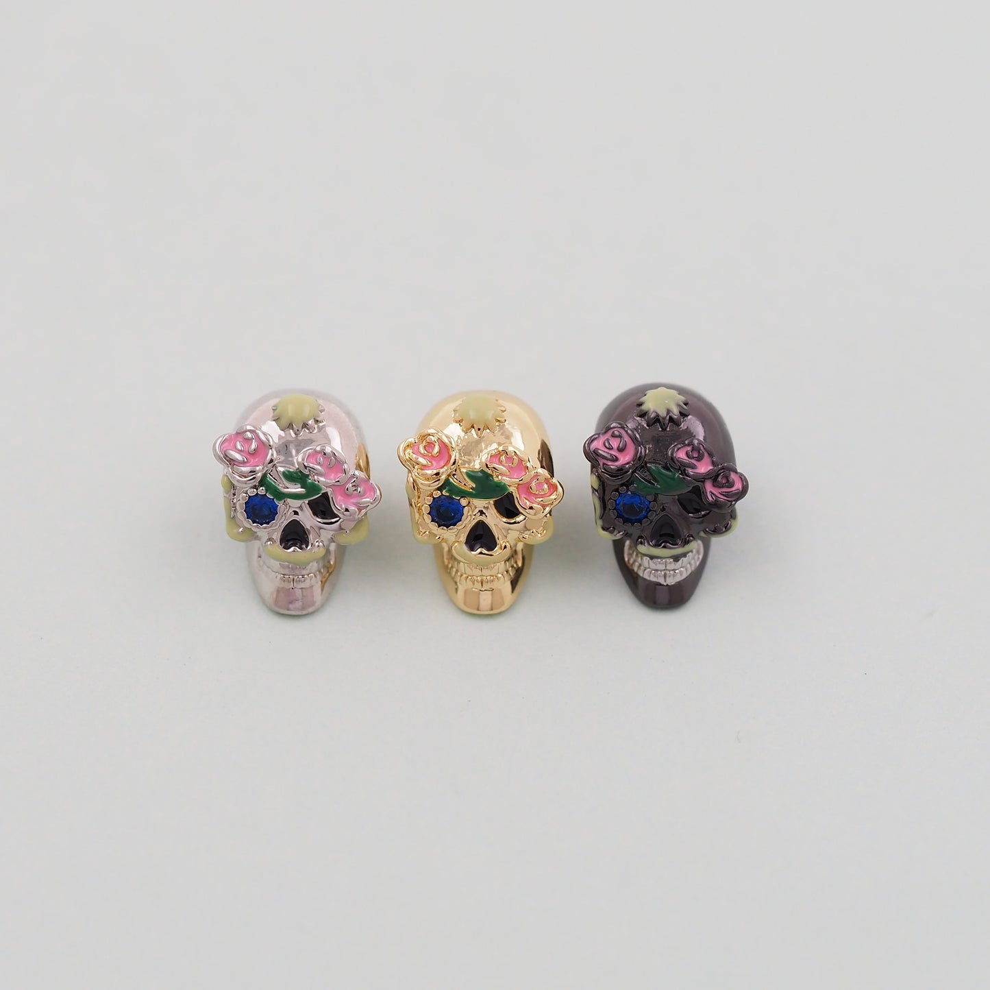 Gold Skull Head Beads Charms,18K Gold Filled Skull spacer beads Bracelet Necklace for DIY Jewelry Making Supply hole 4mm