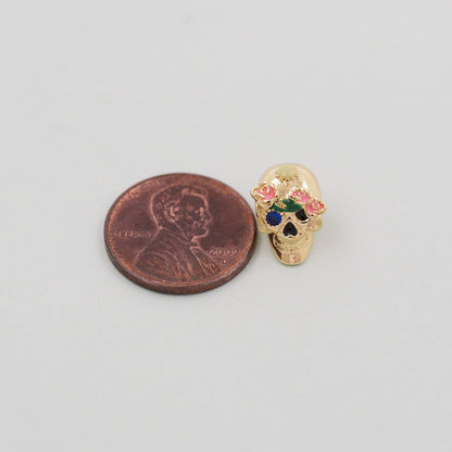 Gold Skull Head Beads Charms,18K Gold Filled Skull spacer beads Bracelet Necklace for DIY Jewelry Making Supply hole 4mm