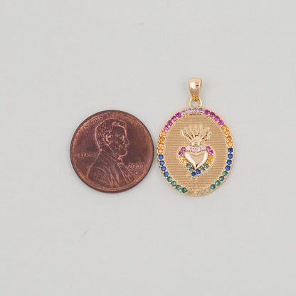 18K Gold Filled Sacred Heart Pendant,Sacred Heart Charm Bracelet Necklace for DIY Jewelry Making Supply