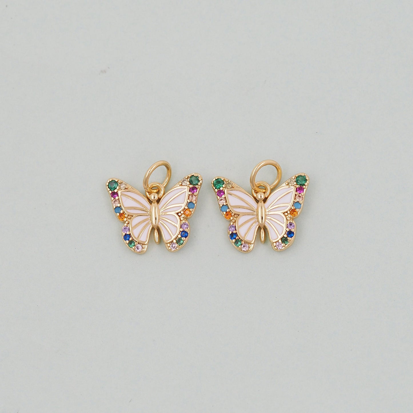 Gold Butterfly Charms,18K Gold Filled Butterfly Pendant,Enamel Butterfly Charm Bracelet Necklace for DIY Jewelry Making Supply