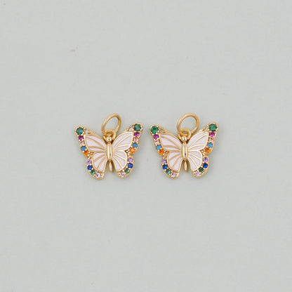 Gold Butterfly Charms,18K Gold Filled Butterfly Pendant,Enamel Butterfly Charm Bracelet Necklace for DIY Jewelry Making Supply