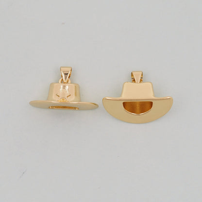 Gold Cowboy Hat Charms,18K Gold Filled Cowboy Hat Pendant Charm Bracelet Necklace for DIY Jewelry Making Supply