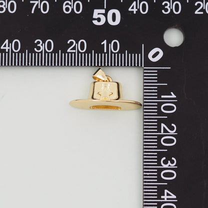 Gold Cowboy Hat Charms,18K Gold Filled Cowboy Hat Pendant Charm Bracelet Necklace for DIY Jewelry Making Supply