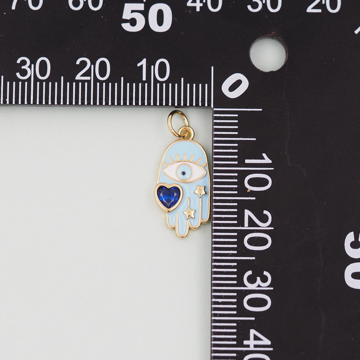 18K Gold Filled Cubic Zirconia Hamsa Charm Pendant for Jewelry Making