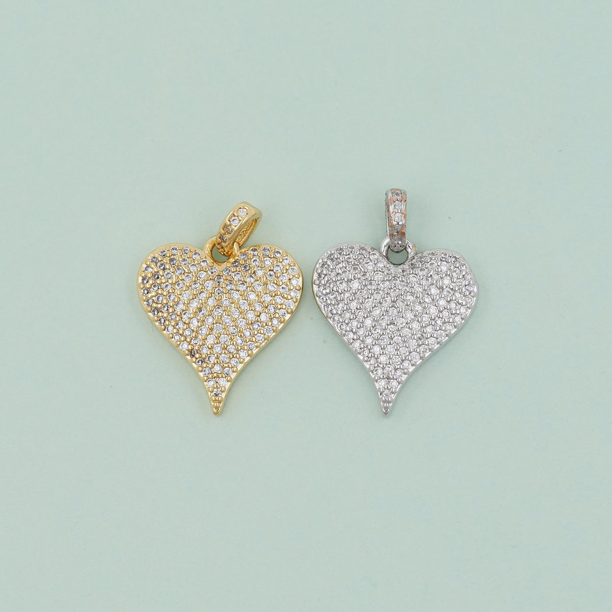 Gold Heart Charms,18K Gold Filled Heart Pendant,Heart Charm Bracelet Necklace for DIY Jewelry Making Supply