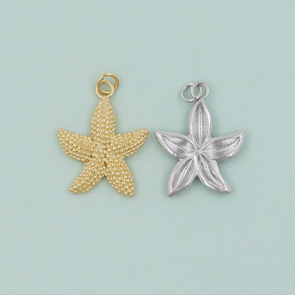 Gold Starfish Charms,18K Gold Filled Sea star Pendant,Starfish Charm Bracelet Necklace for DIY Jewelry Making Supply