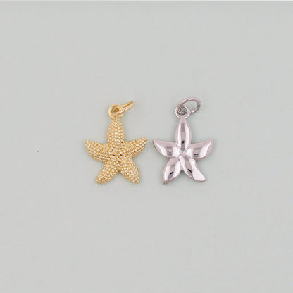 Gold Starfish Charms,18K Gold Filled Sea star Pendant,Starfish Charm Bracelet Necklace for DIY Jewelry Making Supply