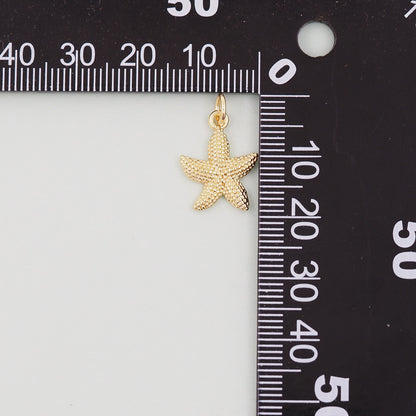 Gold Starfish Charms,18K Gold Filled Sea star Pendant,Starfish Charm Bracelet Necklace for DIY Jewelry Making Supply
