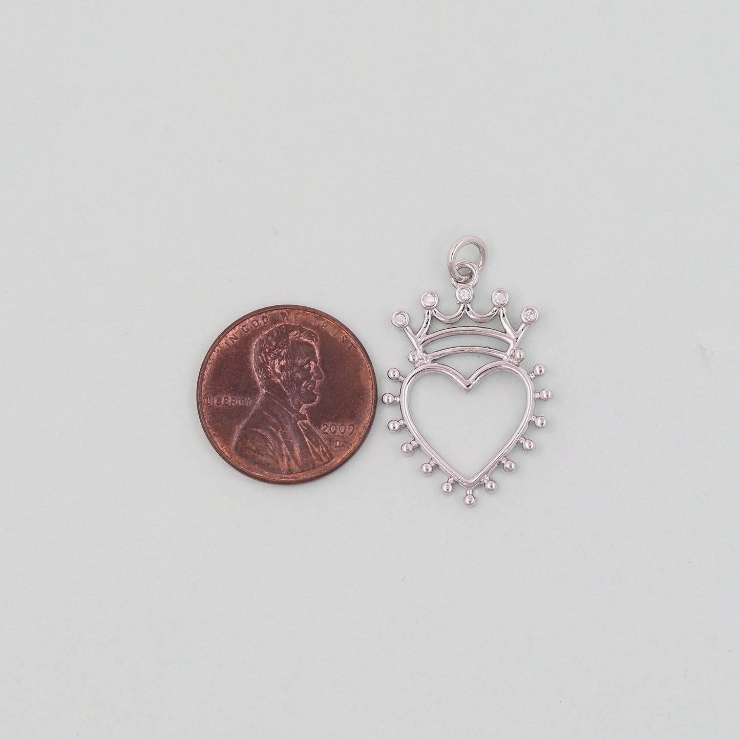 Gold crown Heart Charms,18K Gold Filled Heart Pendant,Tiny Heart Charm Bracelet Necklace for DIY Jewelry Making Supply