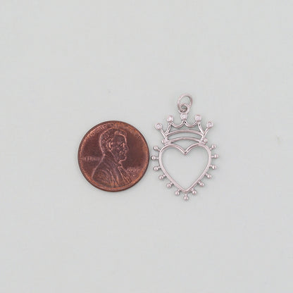 Gold crown Heart Charms,18K Gold Filled Heart Pendant,Tiny Heart Charm Bracelet Necklace for DIY Jewelry Making Supply