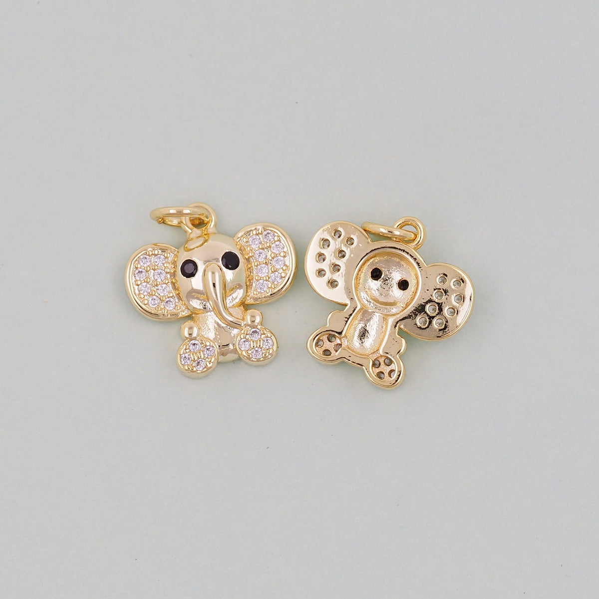 Gold Tiny Elephant Charms,18K Gold Filled CZ Elephant Pendant,Elephant Charm Bracelet Necklace for DIY Jewelry Making Supply