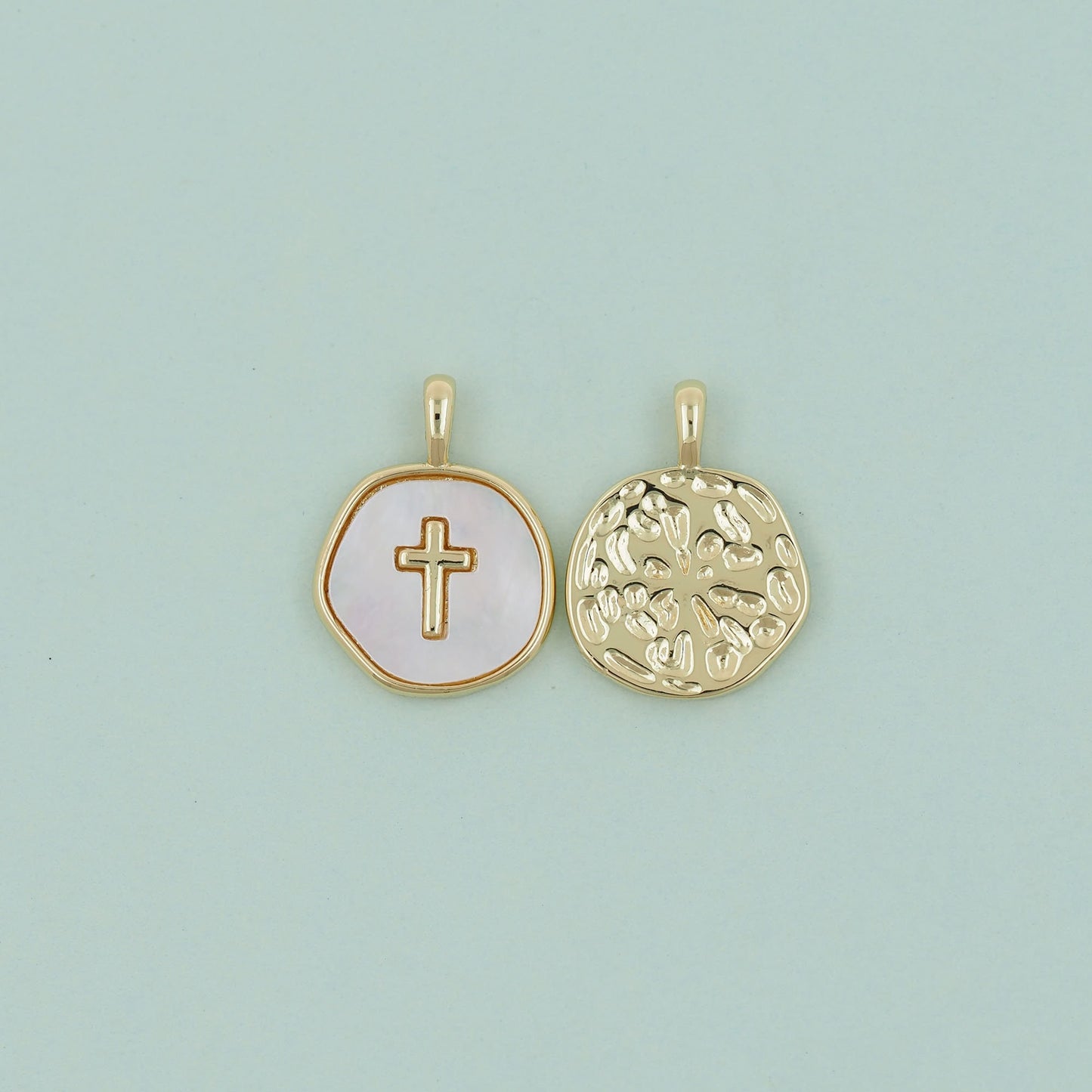 Gold Cross Charms,18K Gold Filled Cross Pendant,Religious Charm Bracelet Necklace for DIY Jewelry Making Supply