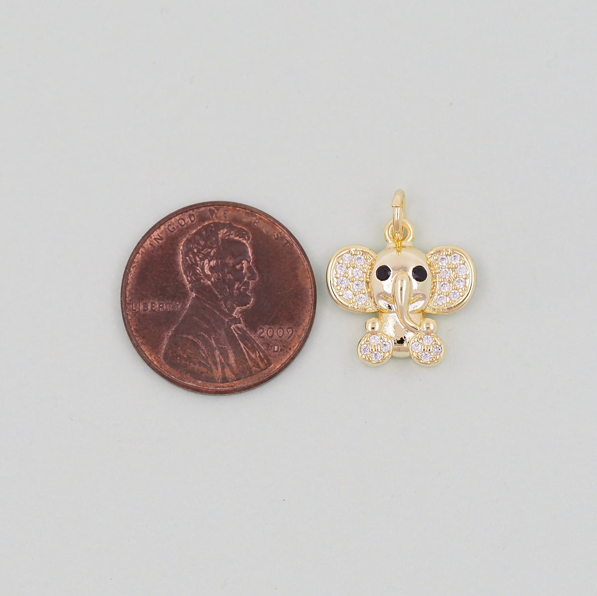 18K Gold Filled Elephant CZ Charm Pendant for Jewelry Making