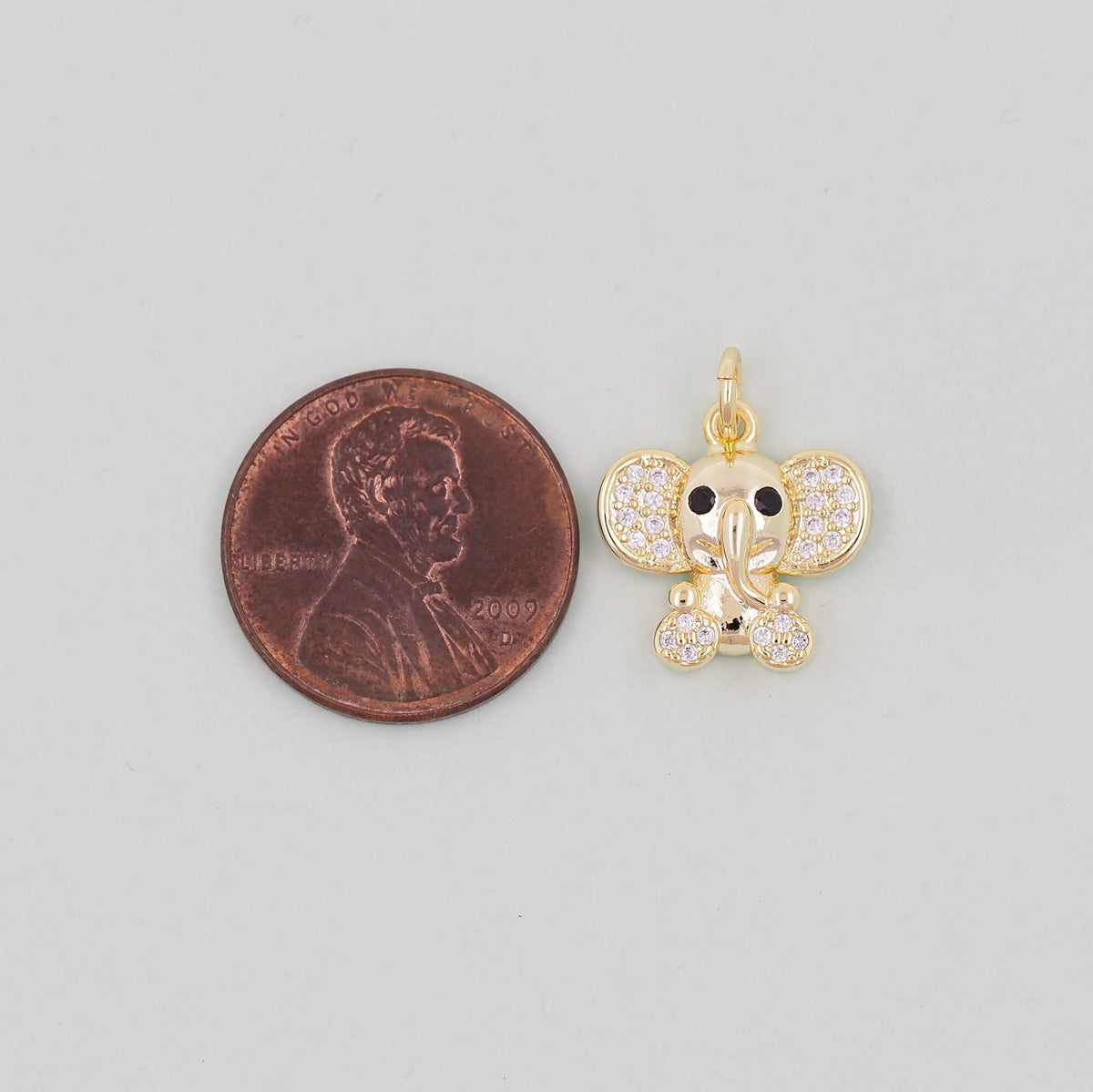 Gold Elephant Charms,18K Gold Filled CZ Elephant Pendant,Elephant Charm Bracelet Necklace for DIY Jewelry Making Supply