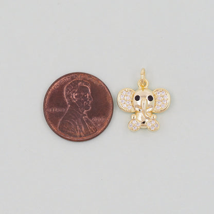 Gold Elephant Charms,18K Gold Filled CZ Elephant Pendant,Elephant Charm Bracelet Necklace for DIY Jewelry Making Supply