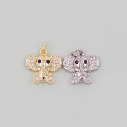 18K Gold Filled Elephant CZ Charm Pendant for Jewelry Making