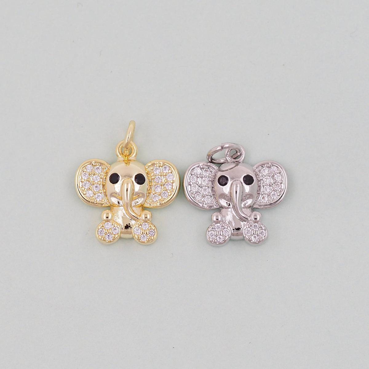 Gold Elephant Charms,18K Gold Filled CZ Elephant Pendant,Elephant Charm Bracelet Necklace for DIY Jewelry Making Supply