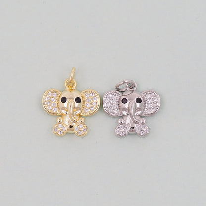 Gold Elephant Charms,18K Gold Filled CZ Elephant Pendant,Elephant Charm Bracelet Necklace for DIY Jewelry Making Supply