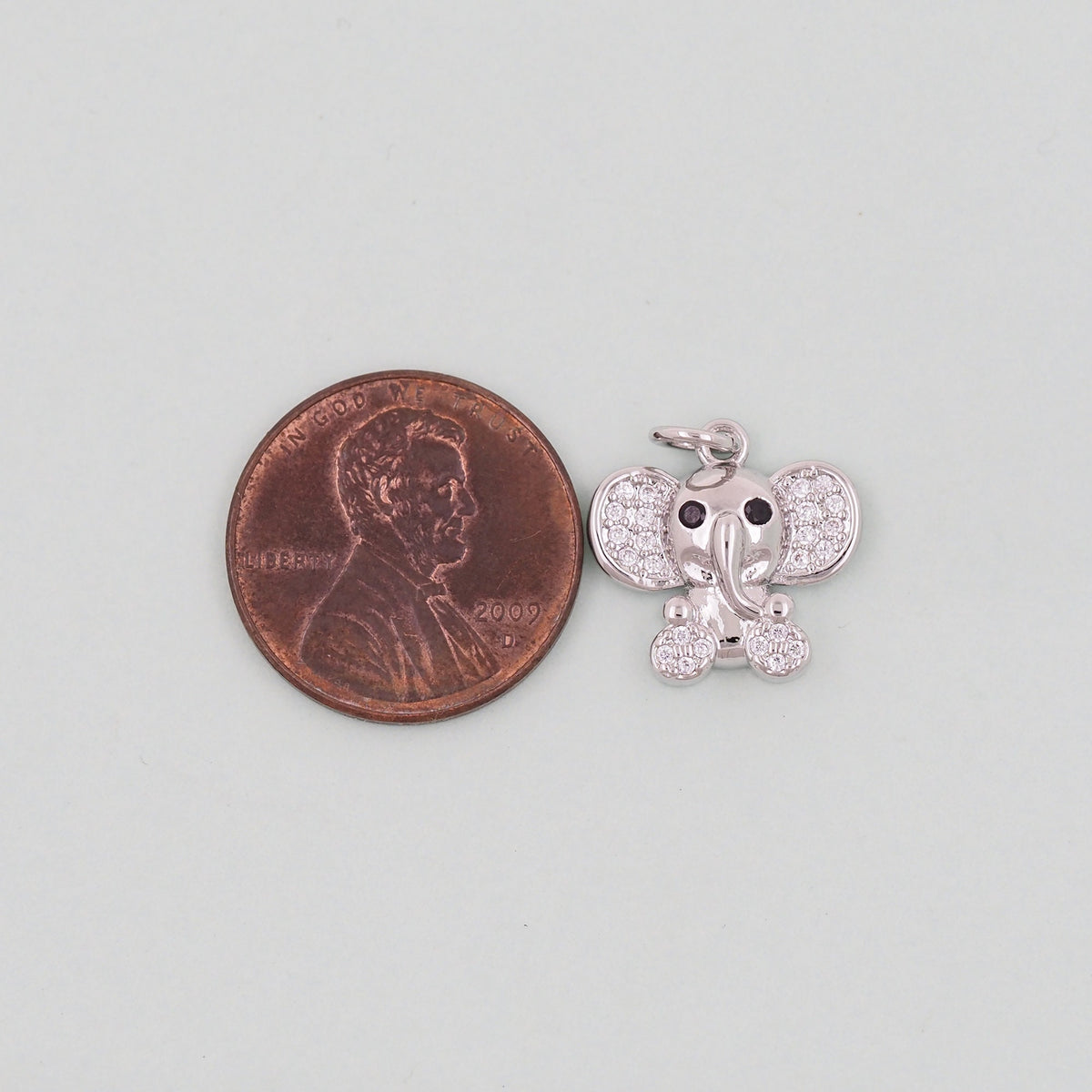 18K Gold Filled Elephant CZ Charm Pendant for Jewelry Making