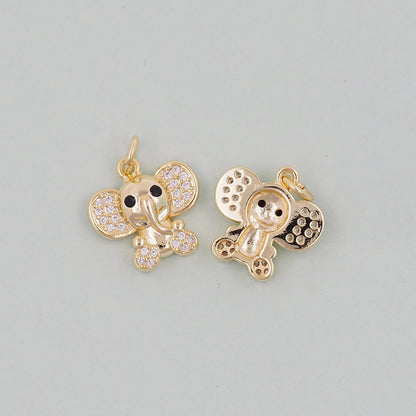 18K Gold Filled Elephant CZ Charm Pendant for Jewelry Making